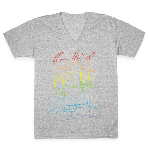 Gay Pride Of Lions V-Neck Tee Shirt