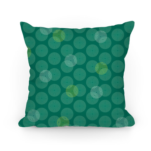 Teal Green Radial Mandalas Pattern Pillow