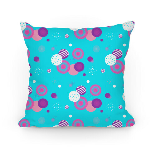 Sky Blue Radials and Circles Pattern Pillow