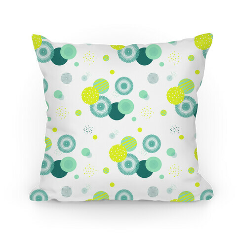 White Radials and Circles Pattern Pillow