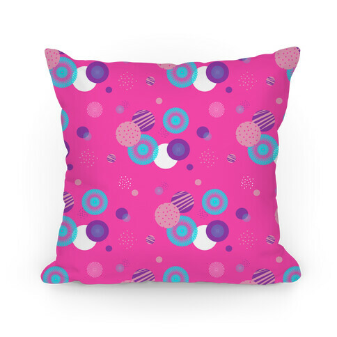 Pink Radials and Circles Pattern Pillow