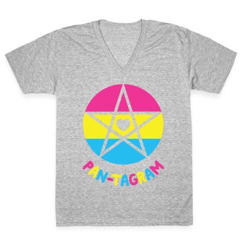 Pan-tagram (Pansexual Pentagram) V-Neck Tee Shirt