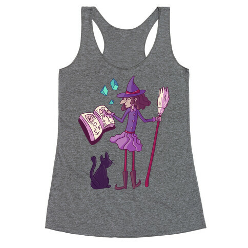 Witch Consults Her Spellbook Racerback Tank Top