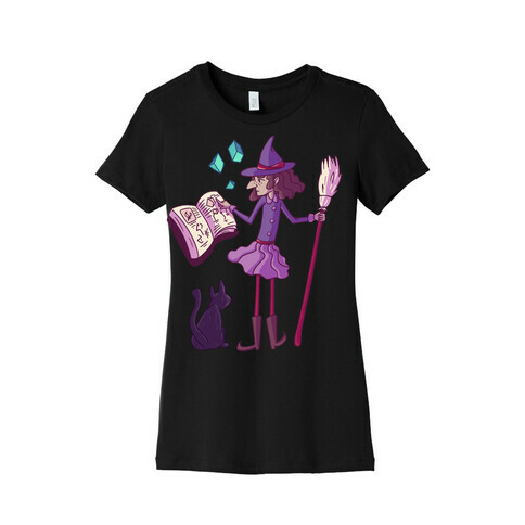 Witch Consults Her Spellbook Womens T-Shirt