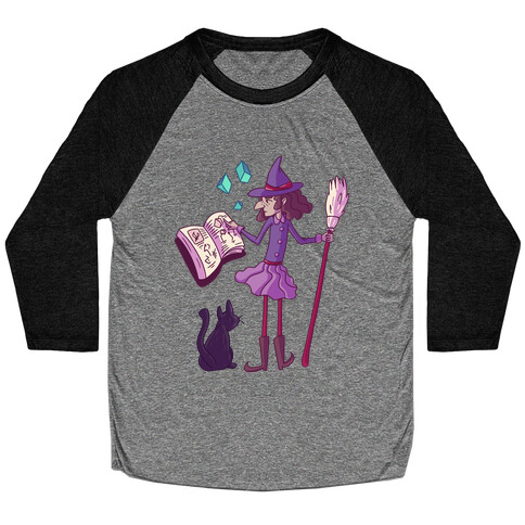 Witch Consults Her Spellbook Baseball Tee