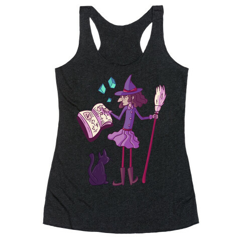 Witch Consults Her Spellbook Racerback Tank Top