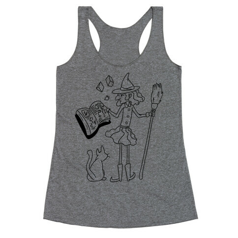 Witch Consults Her Spellbook Racerback Tank Top