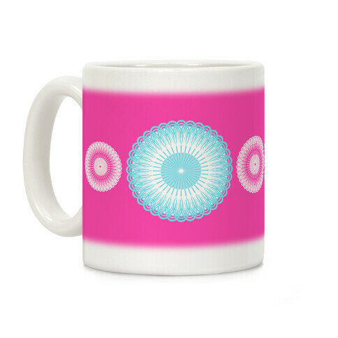 Sky Blue and Pink Flower Mandala Coffee Mug