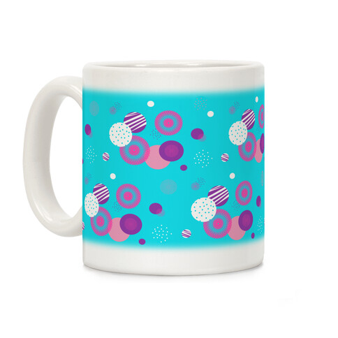 Sky Blue Radials and Circles Pattern Coffee Mug