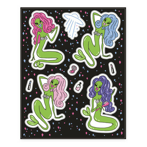 Mermaid Martians  Stickers and Decal Sheet