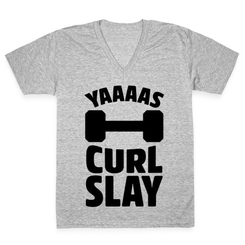 Yaaaas Curl Slay V-Neck Tee Shirt