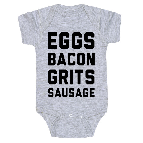 Eggs, Bacon, Grits, Sausage Baby One-Piece