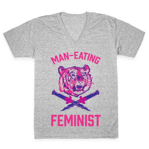 Man-Eating Feminist V-Neck Tee Shirt
