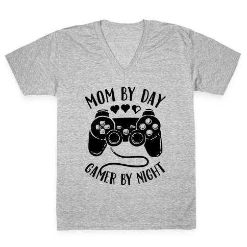 Mom By Day Gamer By Night V-Neck Tee Shirt