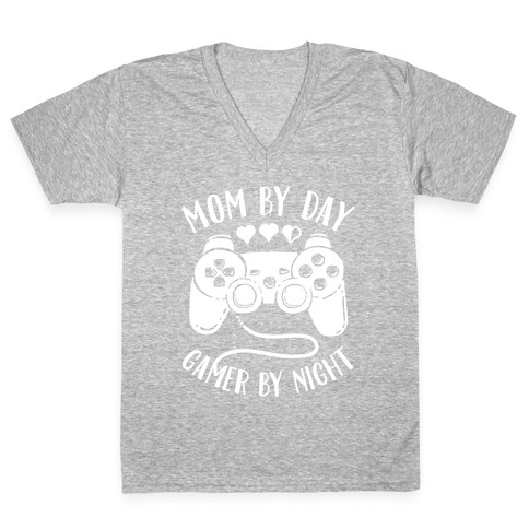 Mom By Day Gamer By Night V-Neck Tee Shirt