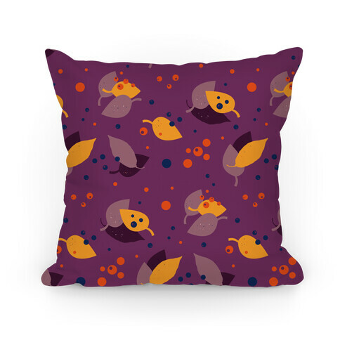 Purple Forest Floor Leaves Pattern Pillow