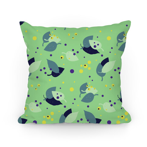 Green Forest Floor Leaves Pattern Pillow