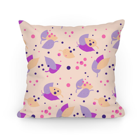 Cream Forest Floor Leaves Pattern Pillow