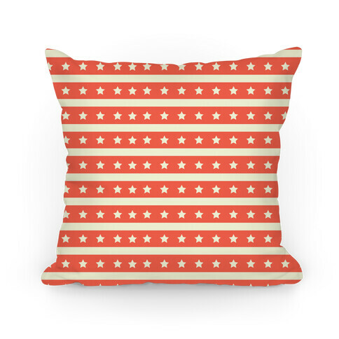 Coral Stars and Stripes Pattern Pillow