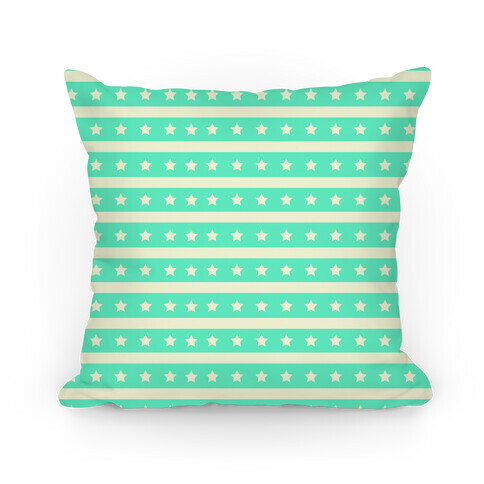 Mint Stars and Stripes Pattern Pillow