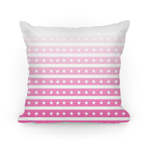 Pink Ombre Stars and Stripes Pattern Pillow