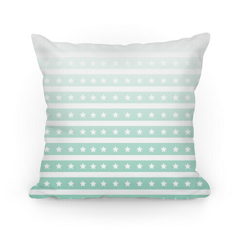 Mint Ombre Stars and Stripes Pattern Pillow