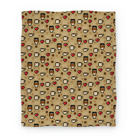 Coffee Pixel Art Pattern Blanket