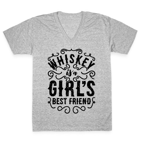 Whiskey Is A Girl's Best Friend V-Neck Tee Shirt