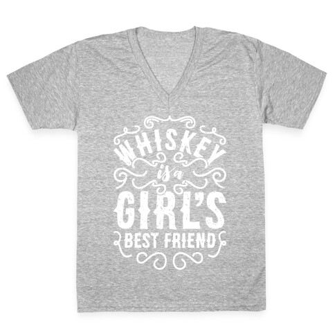 Whiskey Is A Girl's Best Friend V-Neck Tee Shirt