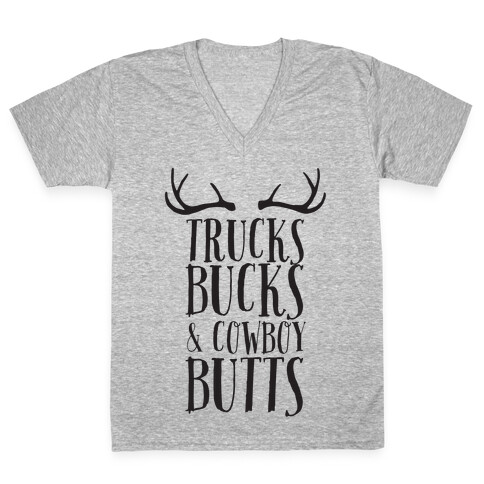 Trucks Bucks and Cowboy Butts V-Neck Tee Shirt