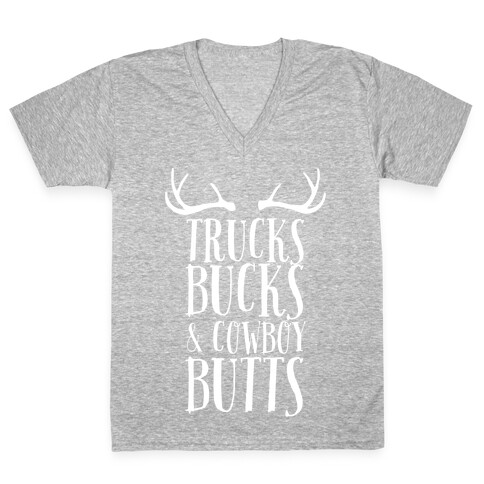 Trucks Bucks and Cowboy Butts V-Neck Tee Shirt