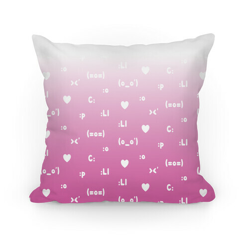 Emoji Pink Ombre Pattern Pillow