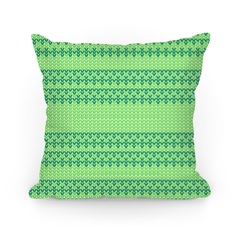 Faux Knitted Sweater Green Pattern Pillow