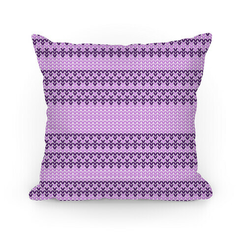 Faux Knitted Sweater Purple Pattern Pillow