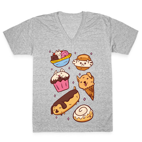 Kawaii Food Dogs V-Neck Tee Shirt