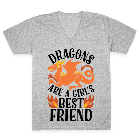 Dragons Are A Girl's Best Friend V-Neck Tee Shirt
