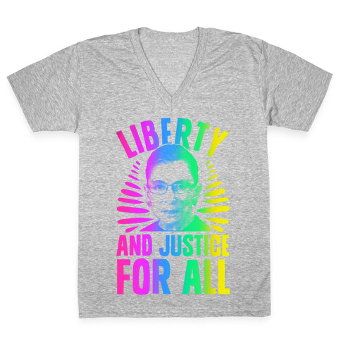 RBG Liberty and Justice for All V-Neck Tee Shirt