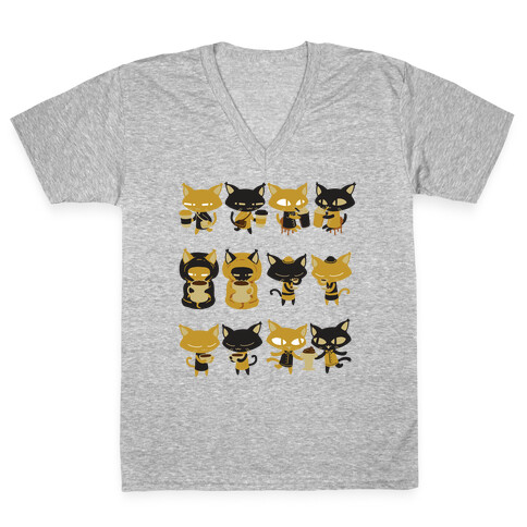 Coffee Cats V-Neck Tee Shirt