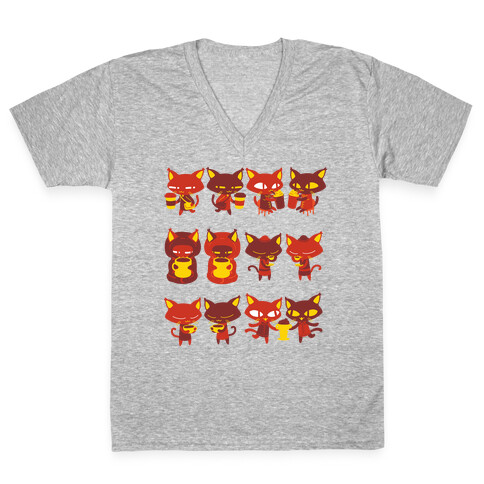 Coffee Cats V-Neck Tee Shirt