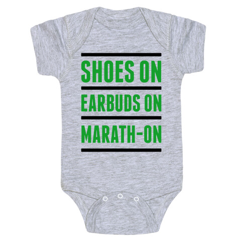 Shoes On Earbuds On Marath-On Baby One-Piece