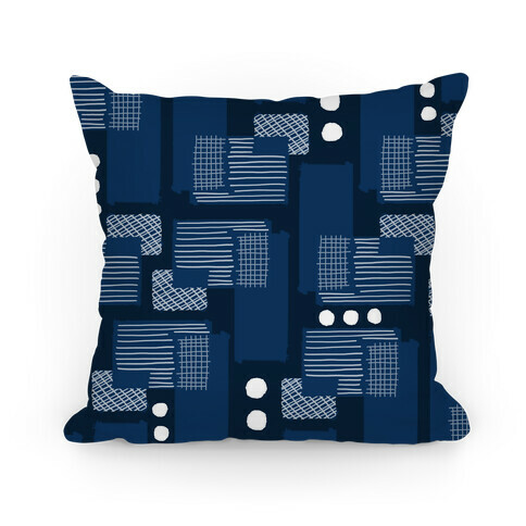 Navy Geometric Pattern Pillow