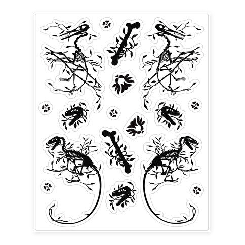 Floral Dinosaur  Stickers and Decal Sheet