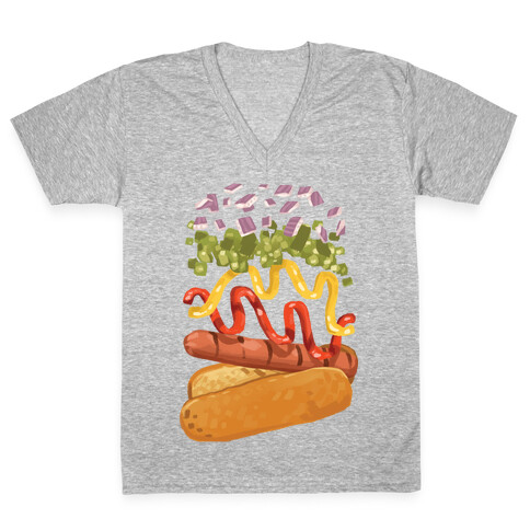 Anatomy Of A Hot Dog V-Neck Tee Shirt