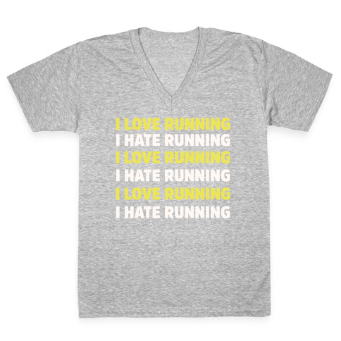 I Love Running I Hate Running V-Neck Tee Shirt