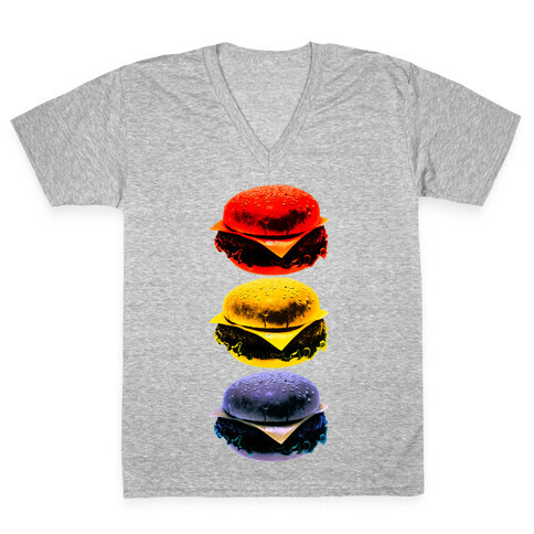 Primary Color Burgers V-Neck Tee Shirt