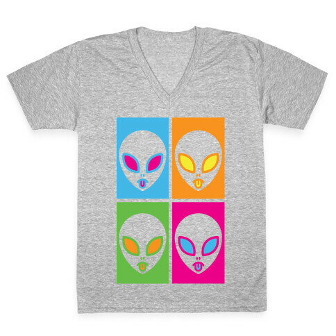 Pop Art Aliens V-Neck Tee Shirt