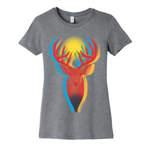 Pop Art Deer Head Womens T-Shirt