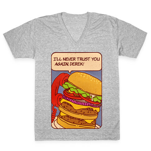 Burger Pop Art Comic Panel V-Neck Tee Shirt