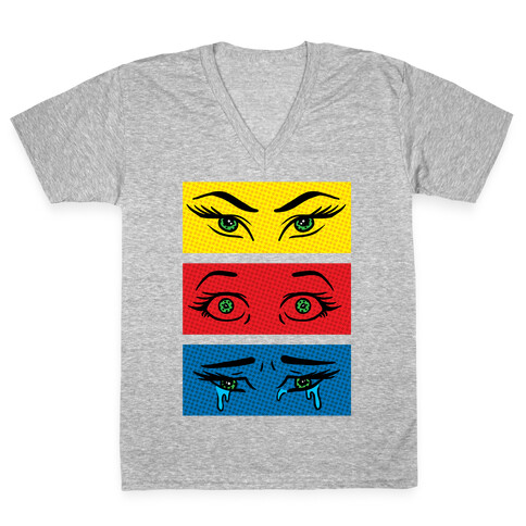 Pop Art Eyes V-Neck Tee Shirt
