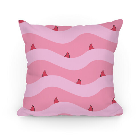 Pink Shark Fins Waves Pattern Pillow